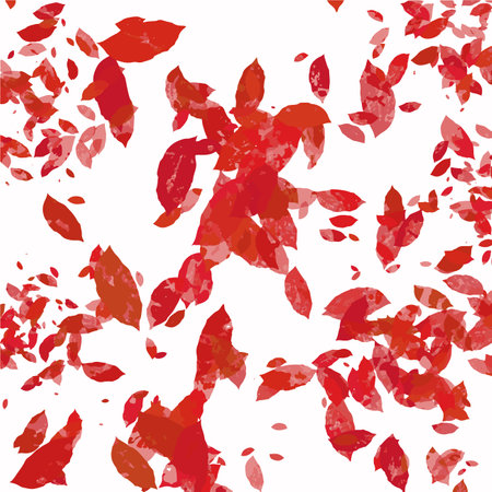 Red leaf pattern design Seamless repeat on white background, watercolor vector illustration.の写真素材