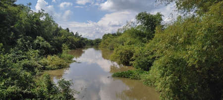river-canal scenery quiet river evening atmosphereの写真素材
