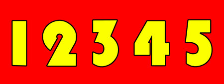 Designed with numbers 1-5 in bright colors. red background Suitable for design work or publications.のイラスト素材