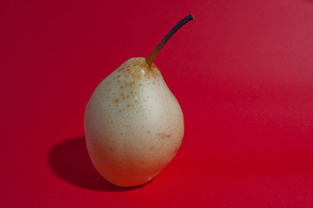 sand pear in red wallの写真素材