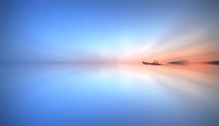 Boat and Explosion Skyの写真素材