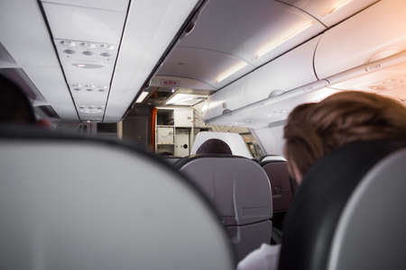 Airplane seats and air travel.の写真素材