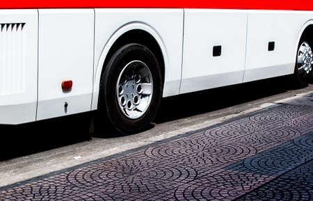 Buses transport passengers or travel.の写真素材