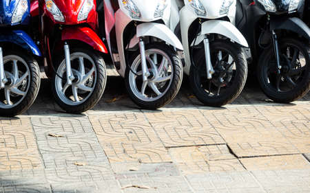 Motorcycle lined front store.の写真素材