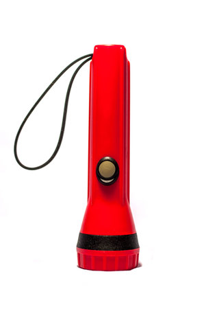 The isolated red flashlight with white background.の写真素材