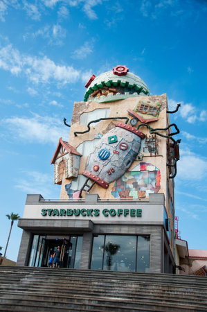 Korea, November 3: Starbucks coffee in jeju island with the modern and animational design. Starbucks is one of the best favorite coffee shop brand in korea, November 3のeditorial素材