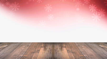 red Bokeh light motion blur background with wood floorの写真素材