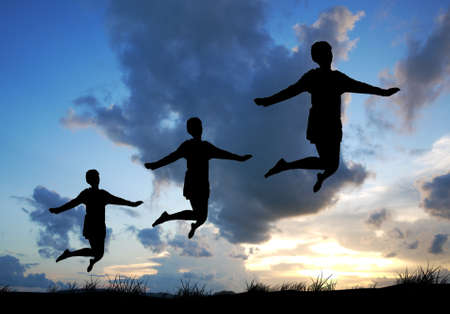 Freedom and Enjoyment concept - Happy lady jumping ,dancing with beautiful Earth perspective.の写真素材