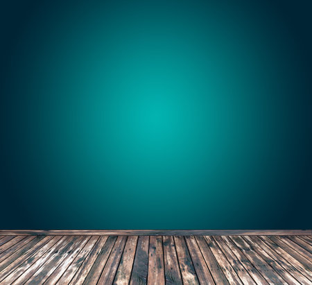 Smooth Turquoise with wooden floor