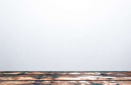 White wall background or texture with Grunge floorの写真素材