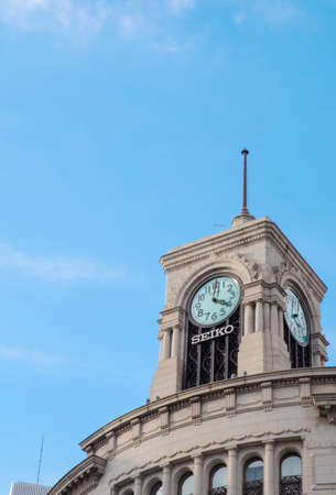 TOKYO, JAPAN - MARCH 2,2017 : Ginza Seiko Clock Tower, Ginza district in Tokyo, Japan.のeditorial素材