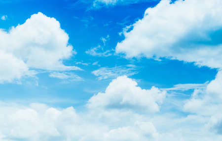 Close-up Blue sky with white fluffy cloudy.の写真素材