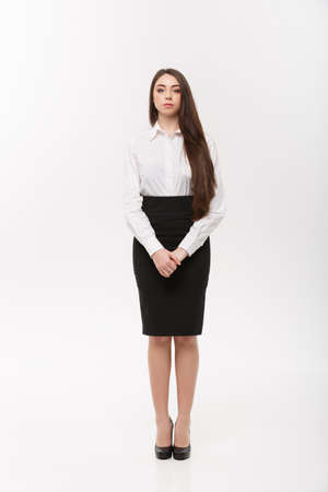Business Concept - Modern caucasian business woman in the white studio background with copy space.の写真素材