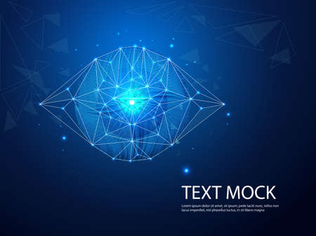 future technology, blue eye cyber security concept background, abstract hi speed digital internet.motion move blur. pixel .のイラスト素材