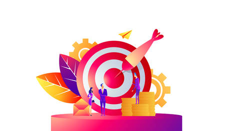 Business concept vector illustration, Target with an arrow, hit the target, goal achievement.のイラスト素材