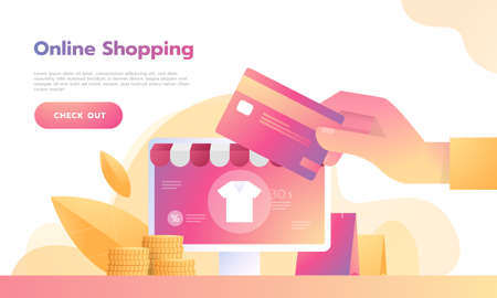 Isometric Smart phone online shopping concept with credit card paymentのイラスト素材