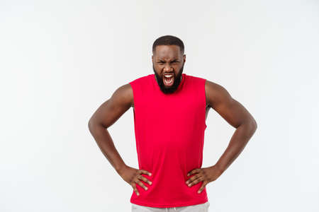 Young sport african american man unhappy and frustrated with something.の写真素材