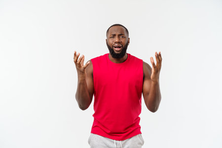 Young sport african american man unhappy and frustrated with something.