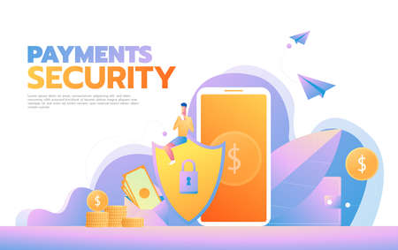 Cyber security concept with characters. Can use for web banner, infographics, hero images. Flat isometric vector illustrationのイラスト素材