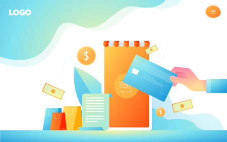 Isometric shopping online and payment online concepts. Internet payments, protection money transfer,...