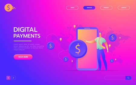 Money transaction around world, business, mobile banking and mobile payment. Vector illustrationのイラスト素材