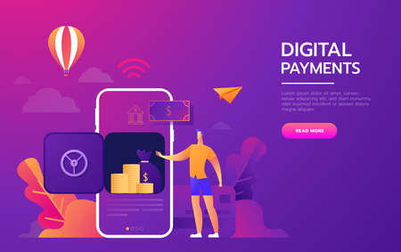 Money transaction around world, business, mobile banking and mobile payment. Vector illustrationのイラスト素材