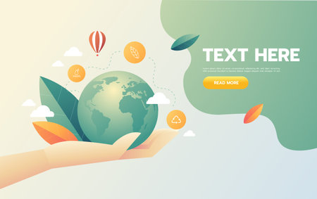 ECO Business Friendly Save Nature. Ecology design concept with Recycle symbol and flat icon. Vector illustration.のイラスト素材