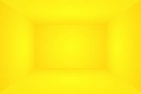 Abstract solid of shining yellow gradient studio wall room background. 3D Room.の写真素材