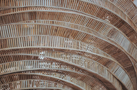Structure of wooden huts. Bamboo hut. Bamboo huts for living. The part of the roof is made of bamboo