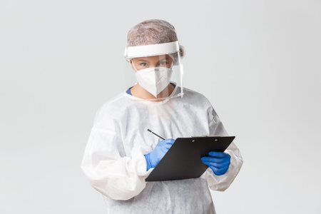 Medical workers, covid-19 pandemic, coronavirus concept. Portrait of caring, professional female...