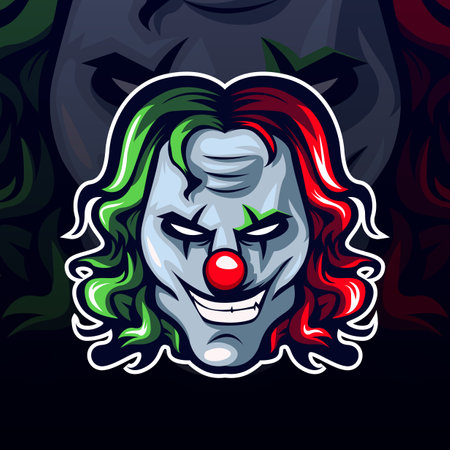 Joker Head or Clown Mascot esports Mascot. Vector illustration. Game icon.のイラスト素材