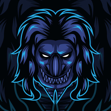 Demon mascot sport  design. Devil mascot vector illustration . Evil mascot design, Emblem design for esports team. Vector illustration.のイラスト素材