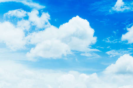 Close-up Blue sky with white fluffy cloudy.の写真素材