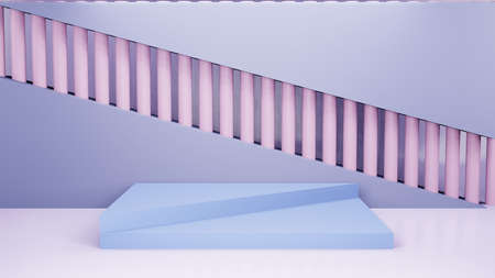 Abstract minimal scene - empty stage, 3d rendering podium on purple background with refraction background. Pedestal for cosmetic product and packaging mockups display presentationの写真素材