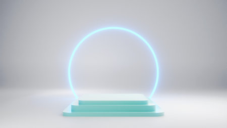 White podium on white natural background for product display and enough empty space for text and...