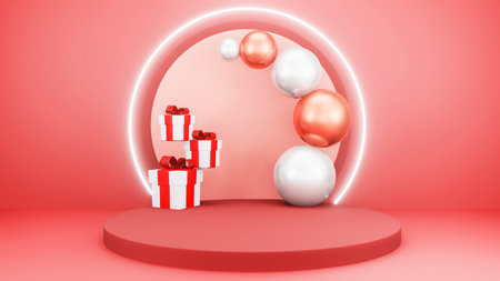 Product Placement Presentation Podium Christmas Presents Gifts Stand Abstract 3D rendering