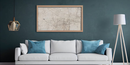 Mockup frame in interior background, room in warm tone, Scandi-Boho style, Generative AI