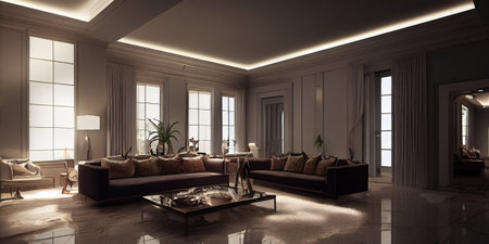 Large luxury modern elegant interiors Living room mockup. Modern style of furniture decoration....