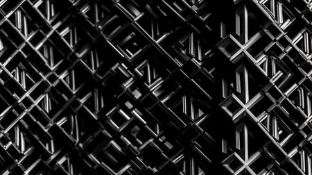 Wavy dark gray texture. Reworked close-up photo of wall surface. Grunge abstract black and white background on the subject of modern interior, architecture or technology. AI Generative.の素材