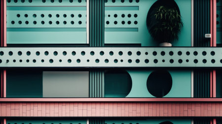 Abstract Modern Geometry Exterior Architecture. Abstract business interior in minimalism. AI Generative.の素材
