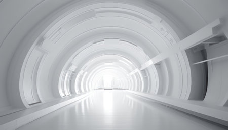 Abstract white studio background for product presentation. Empty gray room with shadows of window. Display product with blurred backdrop. AI Generativeの素材