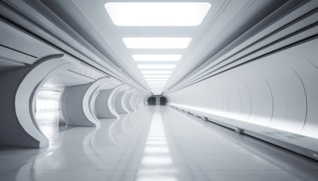 Abstract white studio background for product presentation. Empty gray room with shadows of window. Display product with blurred backdrop. AI Generativeの素材