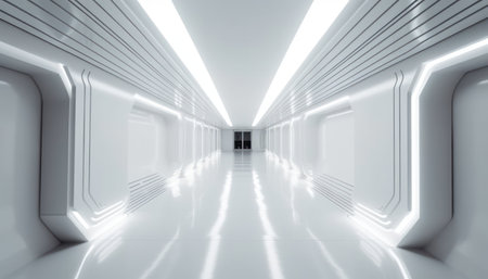 Abstract white studio background for product presentation. Empty gray room with shadows of window. Display product with blurred backdrop. AI Generativeの素材
