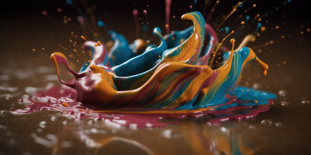 Freeze motion of colored powder explosions isolated on plain background. AI Generativeの素材