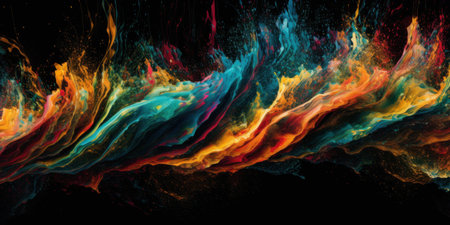 Freeze motion of colored powder explosions isolated on plain background. AI Generativeの素材