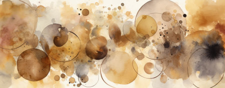 Abstract brown art with blue and gold, beige background, beautiful smudges and stains made with alcohol ink and golden paint. AI Generativeの素材