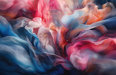 Abstract pink and blue background. Paint movement in water. AI Generative.の素材
