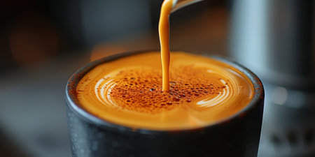 Cups of cappuccino with latte art ,top view,flat layの素材