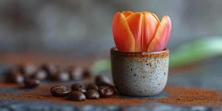 Cups of cappuccino with latte art ,top view,flat layの素材