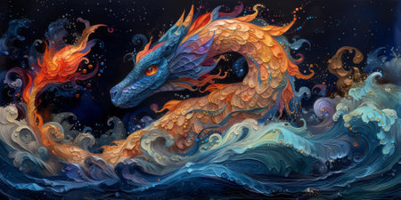 Chinese New Year dragon watercolor background.の素材